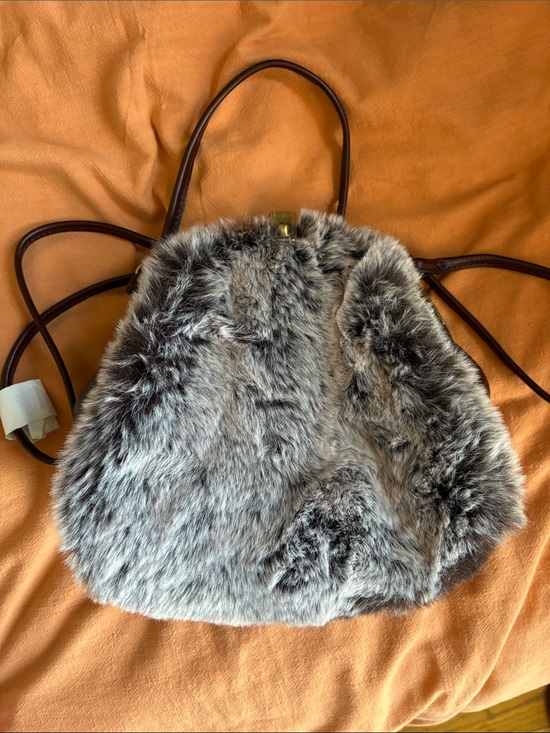Handbags - Patricia Nash’s Portafina crossbodyFaux Fur Gray and brown leather purse